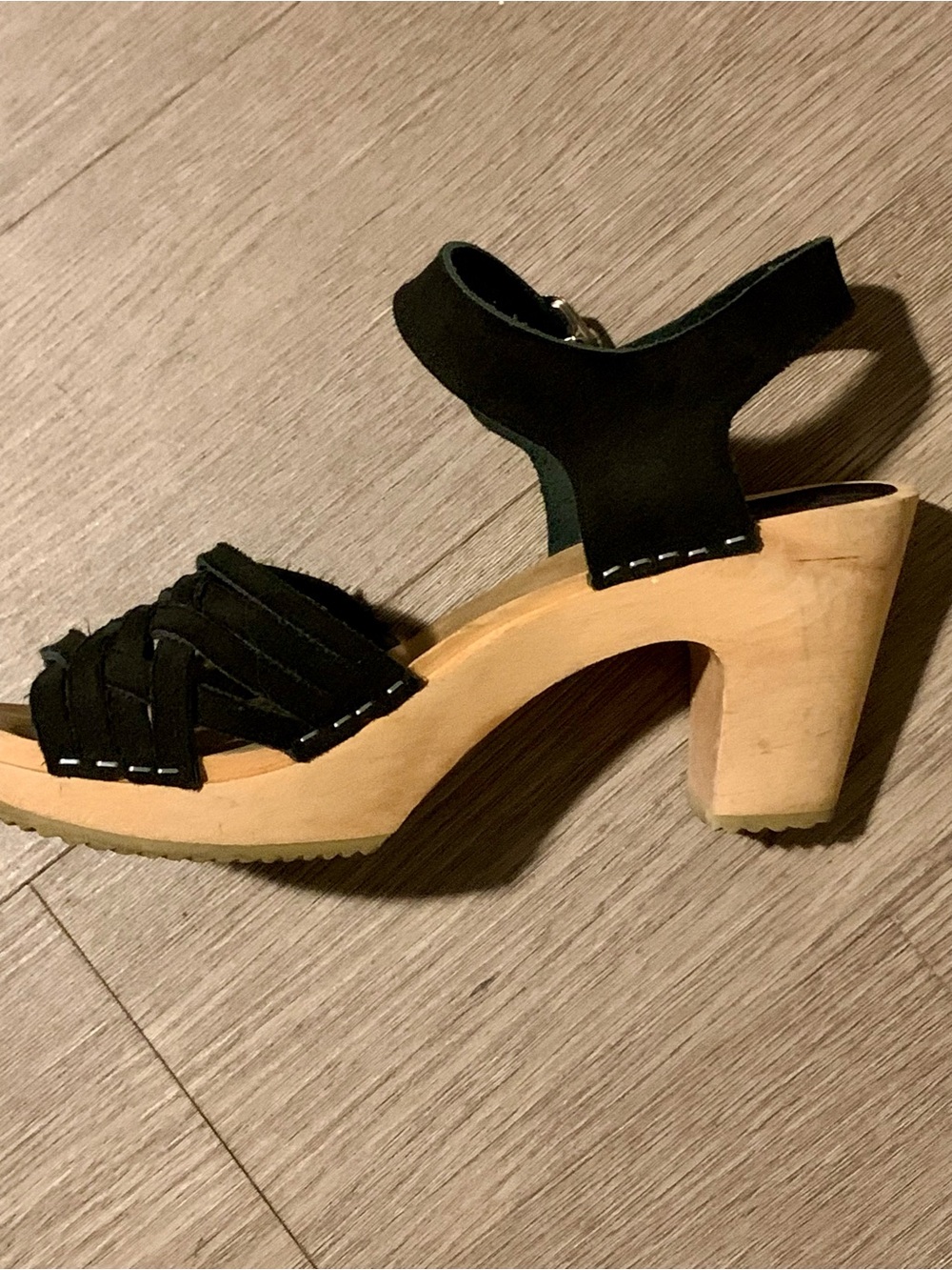 Cape Clogs Black Suede Wooden Clogs